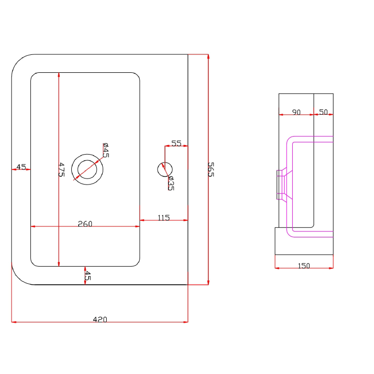 Grade A1 - 670mm White Freestanding Vanity Unit with Basin - Westbury