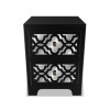 Black Mirrored Boho 2 Drawer Bedside Table - Alexis