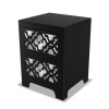 Black Mirrored Boho 2 Drawer Bedside Table - Alexis