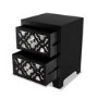 Black Mirrored Boho 2 Drawer Bedside Table - Alexis