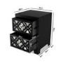 Black Mirrored Boho 2 Drawer Bedside Table - Alexis