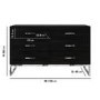 Wide Black Modern Chest of 6 Drawers with Legs - Kaia