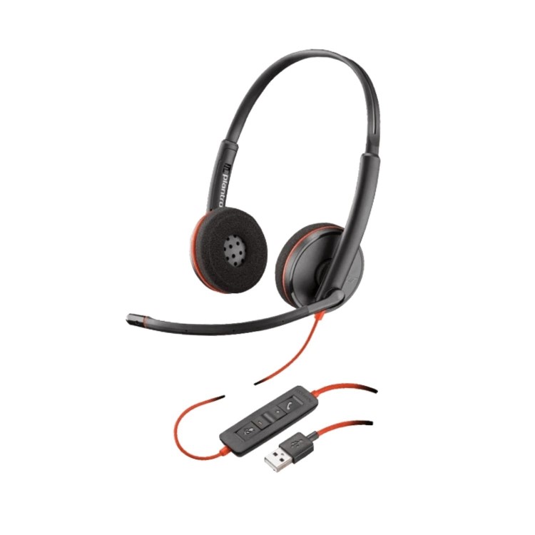 Poly Blackwire 3220 USB Headset and HP 325 FHD Webcam Set