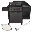BUN/838533/99475 Enders Monroe Pro 4 SIK Turbo - Shadow Bundle - with Cover, Rotisserie and Pizza Stone