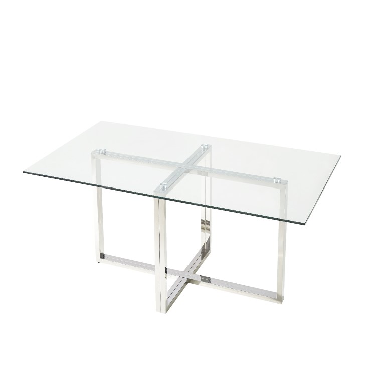 Rectangle Glass Top Dining Table - Seats 6 - Alana Boutique