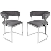 GRADE A1 - Set of 2 Grey Velvet Cantilever Dining Chair - Alana Boutique Bundle