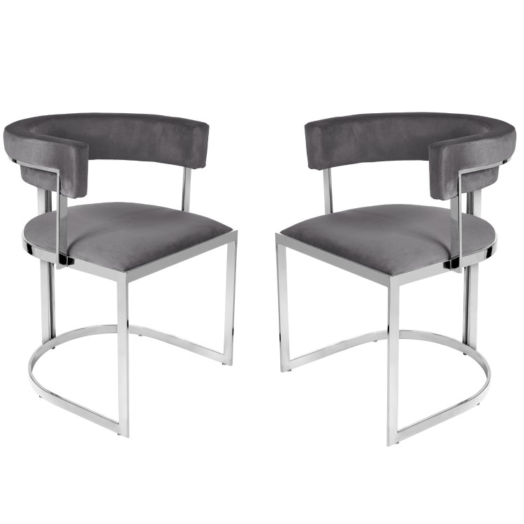 GRADE A1 - Set of 2 Grey Velvet Cantilever Dining Chair - Alana Boutique Bundle