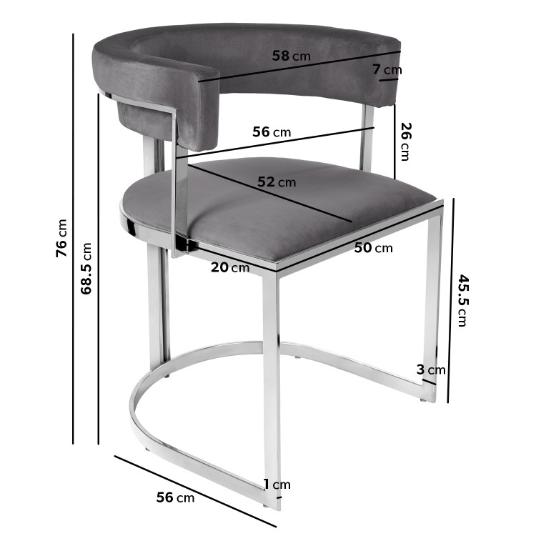 GRADE A1 - Set of 2 Grey Velvet Cantilever Dining Chair - Alana Boutique Bundle