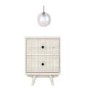 GRADE A1 - Beau Solid Wood 2 Drawer Bedside Table in Scandi Style with Avellino Iridescent Dimpled Glass Pendant Light