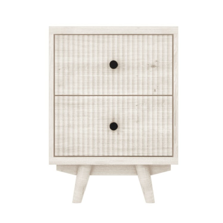 GRADE A1 - Beau Solid Wood 2 Drawer Bedside Table in Scandi Style with Avellino Iridescent Dimpled Glass Pendant Light