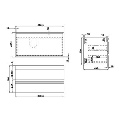 GRADE A1 - 900mm Wall Hung 2 Drawer Vanity Unit Light Oak - Boston