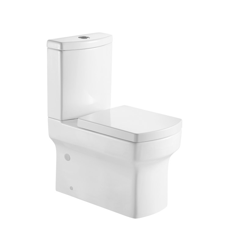 Grade A1 - Close Coupled Rimless Toilet with Soft Close Seat - Ashford