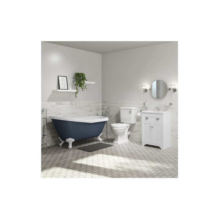 Grade A1 - Blue Freestanding Single Ended Roll Top Slipper Bath with White Feet 1615 x 690mm - Baxenden