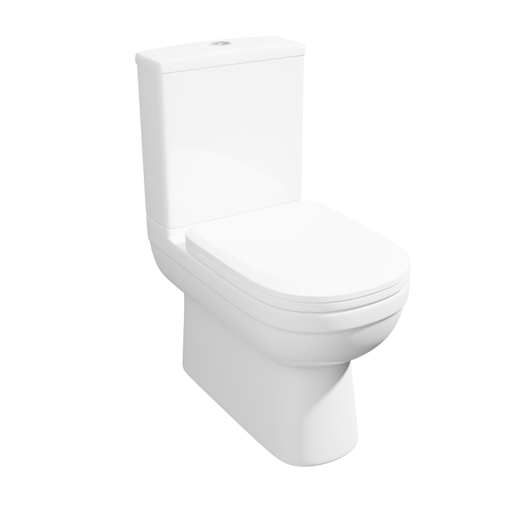 Grade A1 - Close Coupled Closed Back Toilet with Soft Close Seat - Addison