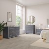 Wide Grey Oak Rustic Chest of 6 Drawers - Franco