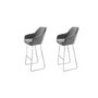 GRADE A1 - Two Grey Velvet Tub Bar Stool with Chrome Legs - Logan Bundle