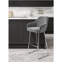 GRADE A1 - Two Grey Velvet Tub Bar Stool with Chrome Legs - Logan Bundle