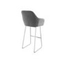 Grey Velvet Bar Stool with Back - 77cm - Logan