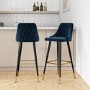 Grade A1 - Set of 2 Navy Blue Velvet Bar Stools with Backs - Maddy