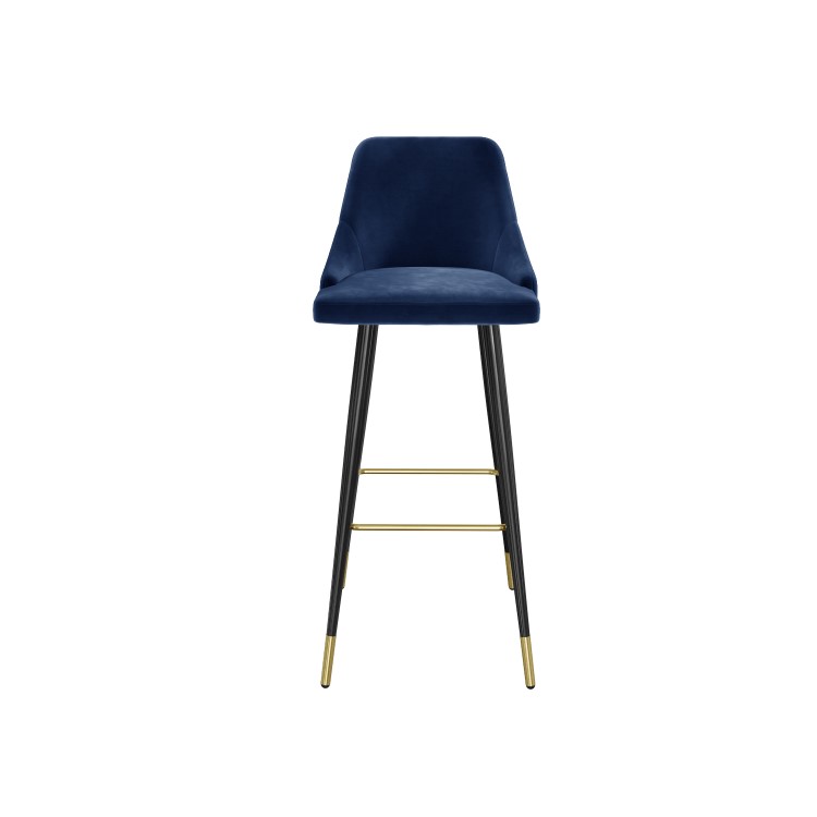 Grade A1 - Set of 2 Navy Blue Velvet Bar Stools with Backs - Maddy