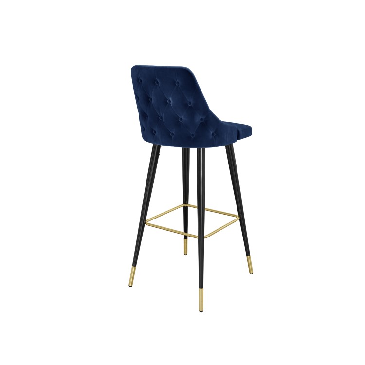 Grade A1 - Set of 2 Navy Blue Velvet Bar Stools with Backs - Maddy
