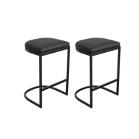 Grade A1 - Set of 2 Black Faux Leather Kitchen Stool - 66cm - Stella