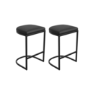 Grade A1 - Set of 2 Black Faux Leather Kitchen Stool - 66cm - Stella