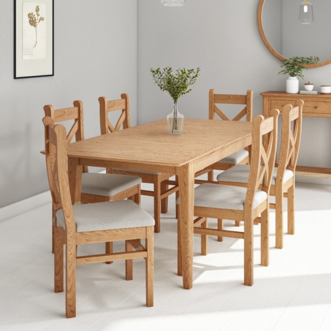 Extendable Solid Oak Dining Set & 6 Chairs - Adeline