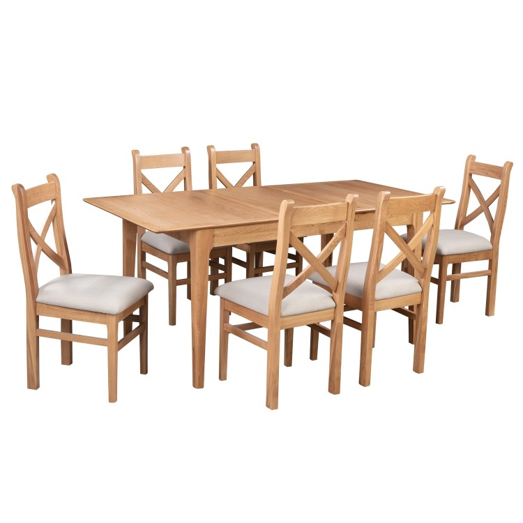 Extendable Solid Oak Dining Set & 6 Chairs - Adeline
