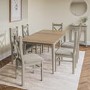 Extendable Dining Table & 6 Chairs in Dove Grey Fabric & Solid Oak - Adeline