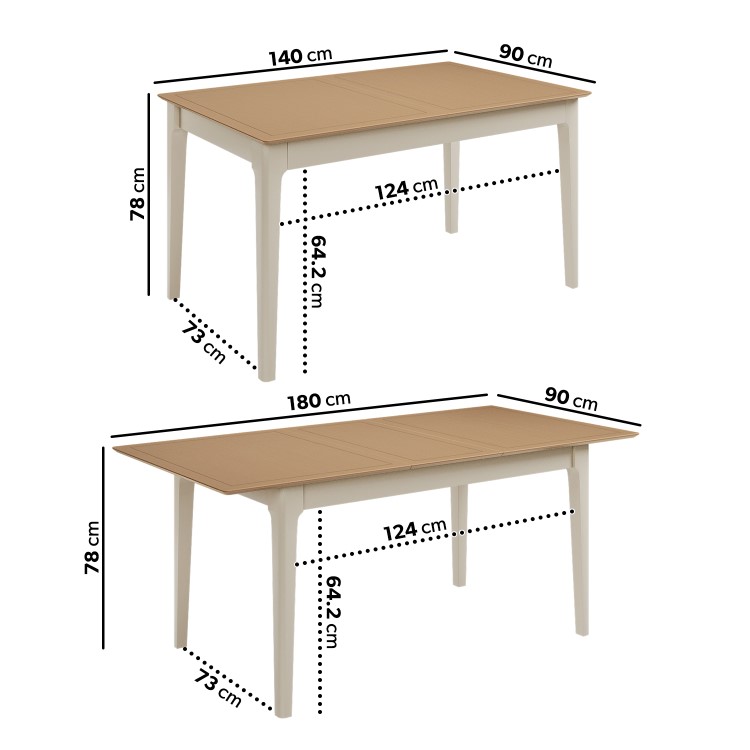 Extendable Dining Table & 6 Chairs in Dove Grey Fabric & Solid Oak - Adeline