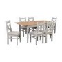 Extendable Dining Table & 6 Chairs in Dove Grey Fabric & Solid Oak - Adeline