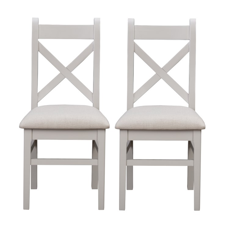 Extendable Dining Table & 6 Chairs in Dove Grey Fabric & Solid Oak - Adeline