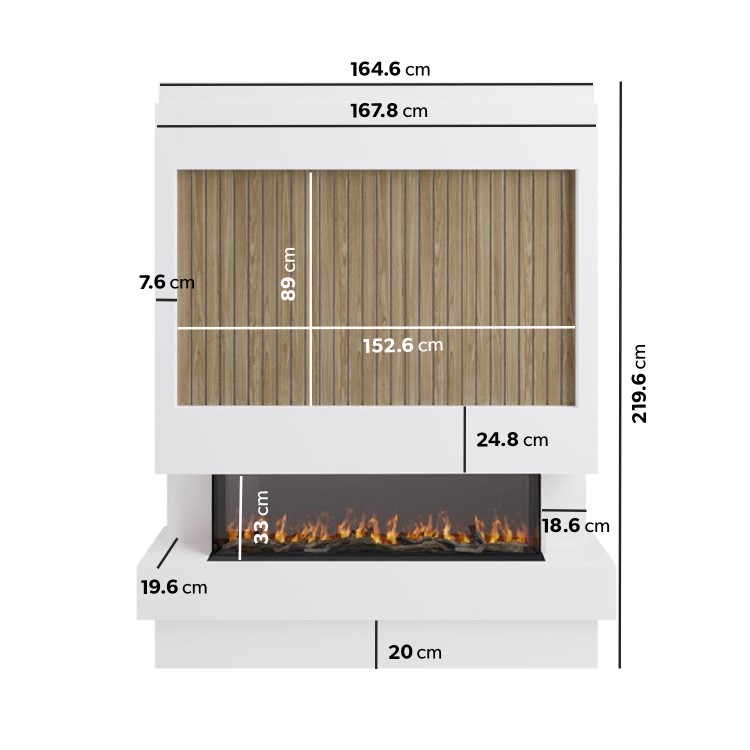 Pre-Built Media Wall with Inset Electric Smart Fire - AmberGlo