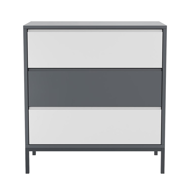 Kids Grey Retro Chest of 3 Drawers with Legs - Aiko