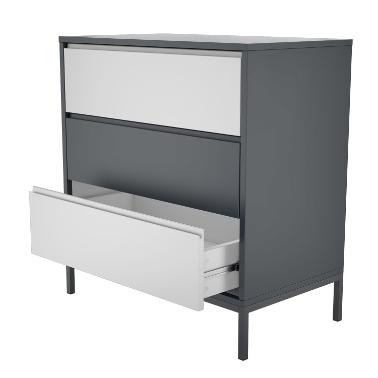 Kids Grey Retro Chest of 3 Drawers with Legs - Aiko