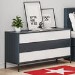 Kids Wide Grey Retro Chest of 6 Drawers with Legs - Aiko