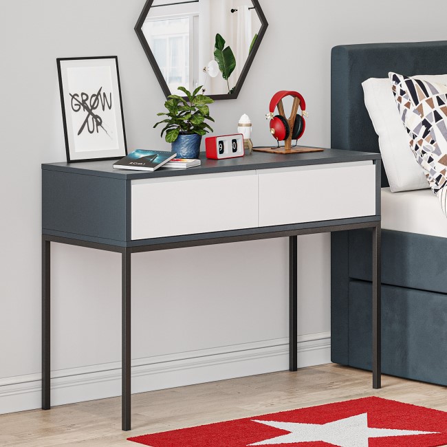 Small Dark Grey Kids Desk with Drawers - Aiko