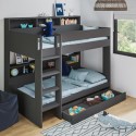 BUN/AIR002/89511 Grey Bunk Bed with Storage Shelves and Drawer - Aire