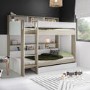White & Oak Bunk Bed with Storage Shelves and Drawer - Aire
