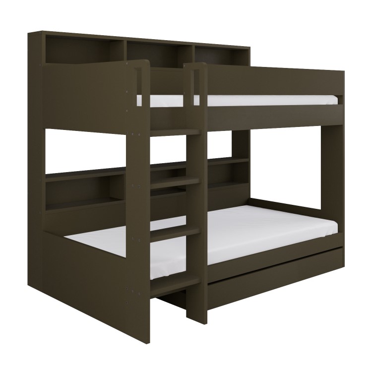 Green Bunk Bed with Storage Shelves and Drawer - Aire