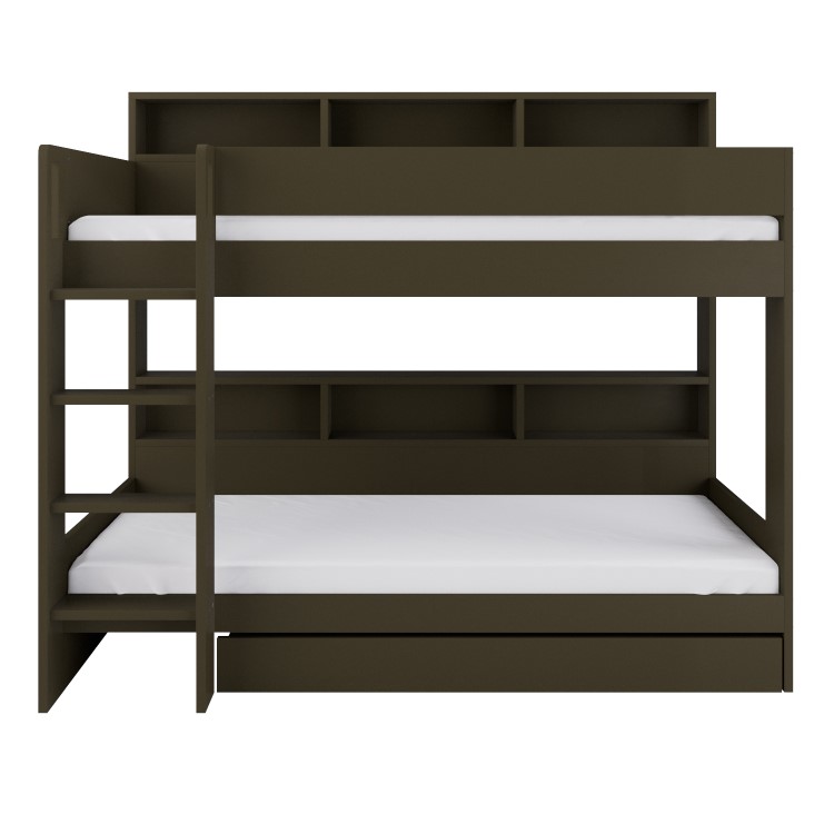 Green Bunk Bed with Storage Shelves and Drawer - Aire