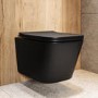 Matt Black Wall Hung Rimless Toilet with Soft Close Seat & Tornado Flush - Albi