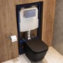 Matt Black Wall Hung Toilet with Soft Close Seat, Chrome Mechanical Flush Plate, 1168mm Frame & Cistern - Albi