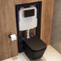 Matt Black Wall Hung Toilet with Soft Close Seat, Black Mechanical Flush Plate, 1168mm Frame & Cistern - Albi