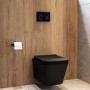 Matt Black Wall Hung Toilet with Soft Close Seat, Black Glass Sensor Flush Plate, 1168mm Frame & Cistern - Albi