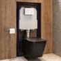 Matt Black Wall Hung Toilet with Soft Close Seat, White Glass Sensor Flush Plate, 1168mm Frame & Cistern - Albi