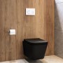Matt Black Wall Hung Toilet with Soft Close Seat, White Glass Sensor Flush Plate, 1168mm Frame & Cistern - Albi