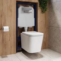 Grade A1 - Albi Wall Hung Toilet 1160mm Pneumatic Frame & Cistern & Chrome Flush Plate