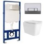 Grade A1 - Albi Wall Hung Toilet 1160mm Pneumatic Frame & Cistern & Chrome Flush Plate
